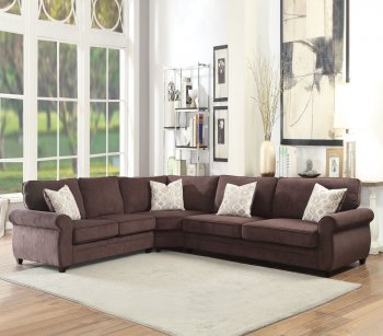 Randolph Sectional Sofa w/Sleeper 53375 in Chocolate Chenille [AMSS-53375-Randolph]