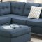 F6999 Sectional Sofa in Navy Fabric w/ Ottoman by Boss