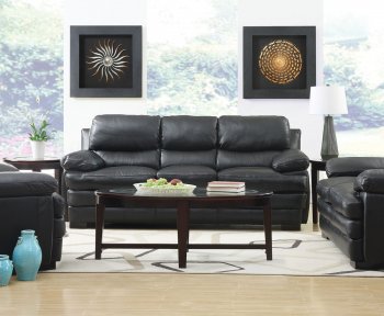 Wilton Sofa & Loveseat in Black Leather Match w/Options [MSS-Wilton Black]