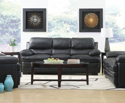 Wilton Sofa & Loveseat in Black Leather Match w/Options