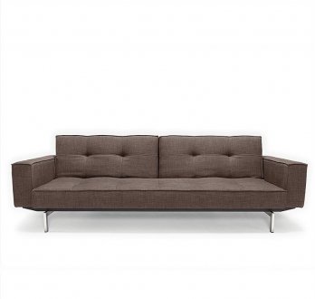 Splitback Sofa Bed in Brown w/Arms & Steel Legs by Innovation