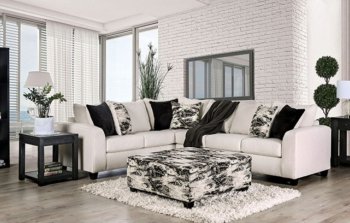 Barnett Sectional Sofa SM5204IV in Ivory Linen-Like Fabric [FASS-SM5204IV-Barnett]