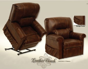 Tobacco Leather Touch Traditional Vintage Power Lift Recliner [CNR-4843 Vintage]