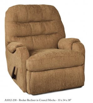 Mocha Fabric Elegant Modern Handle Rocker Recliner