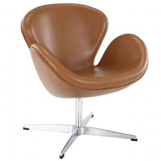 Wing Leather Swivel Lounge Chair Choice of Color by Modway