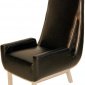 Black Full Bi-Cast Leather Modern Lounge Chair w/Tall Back