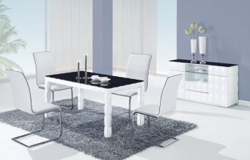 D8055 Dining Table in White & Black by Global w/Options [GFDS-D8055DT-490DC]