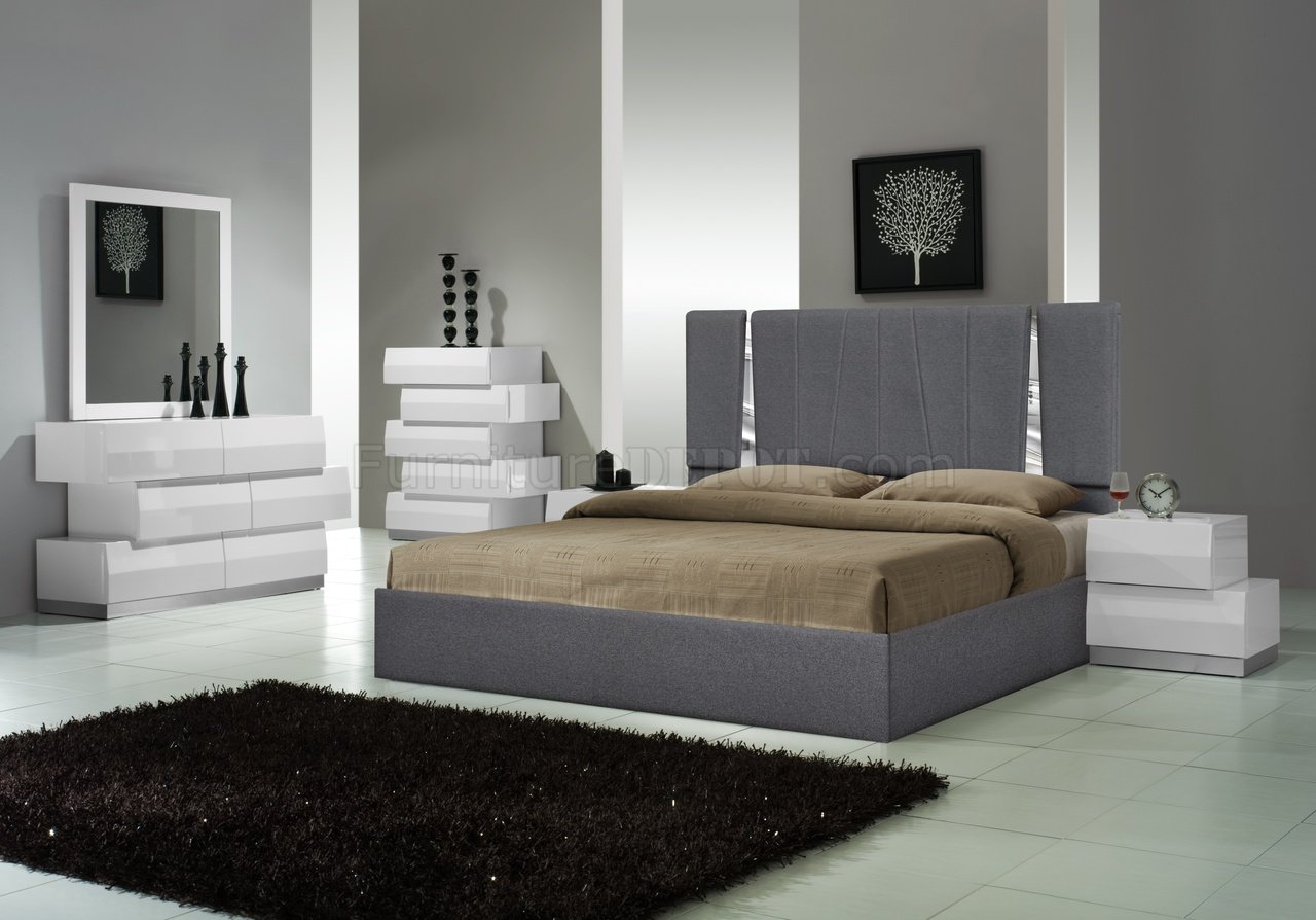 Matisse Bedroom Charcoal by J&M w/Optional Milan White Casegoods - Click Image to Close