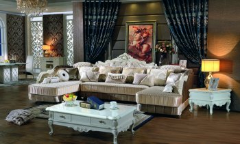 Zarah Sectional Sofa 698 in Fabric by Meridian w/Optional Tables [MRSS-698 Zarah]