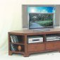 Cherry Finish Contemporary Tv Stand With Corner Shelves