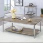 Cathleen Coffee & 2 End Table Set CM4150 in Chrome & Antique Oak