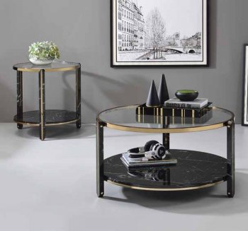 Thistle Coffee Table 3Pc Set 83305 in Faux Black Marble by Acme [AMCT-83305 Thistle]