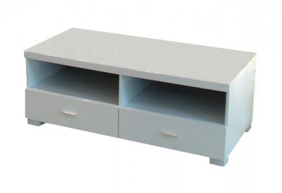 White Finish Modern TV Stand w/Storage Drawers & Shelf