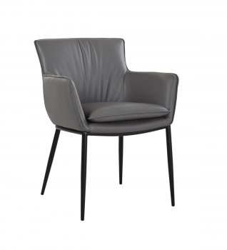 Kani Dining Armchair Set of 2 in Charcoal Gray Leather by J&M [JMDC-Kani Charcoal Gray]