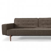 Begum Dark Brown or Sand Fabric Modern Sofa Bed w/Walnut Legs