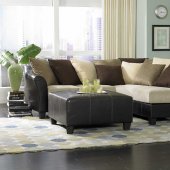 Beige Microfiber Contemporary Sectional Sofa w/Brown Bycast Base