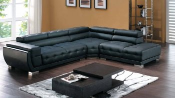 8095 Sectional Sofa in Black Bonded Leather [EGSS-8095]