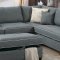 F6542 Sectional Sofa in Steel Color Fabric by Boss w/ Ottoman