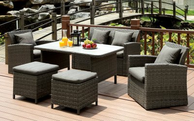 Nashira Outdoor Patio Sofa 6Pc Set CM-OT2552 in Gray Fabric