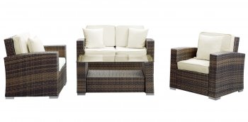 Carmel Outdoor Patio Sofa 4Pc Set in Brown/White by Modway [MWOUT-Carmel]