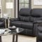 7280 Reclining Sofa in Black Faux Leather w/Options