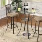 Glass Top & Metal Base Table Modern 3Pc Bar Set