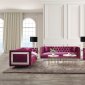 Heibero Sofa LV01400 in Burgundy Velvet by Acme w/Options