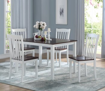 Green Leigh Dining Room 5Pc Set 77075 in White & Walnut by Acme [AMDS-77075 Green Leigh]