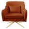 Paloma Accent Chair 585 in Cognac Velvet Fabric by Meridian