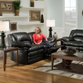 Black Bentley Bonded Leather Reclining Sofa & Loveseat Set