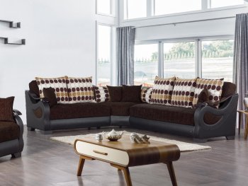 Richmond Sectional Sofa Convertible in Brown Fabric by Empire [MYSS-Richmond]