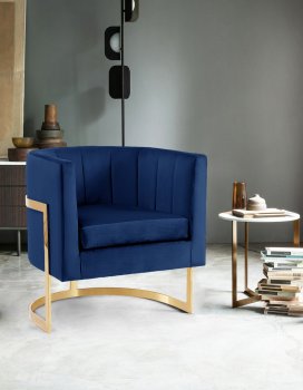 Carter Accent Chair 515 in Navy Velvet by Meridian [MRCC-515 Carter Navy]