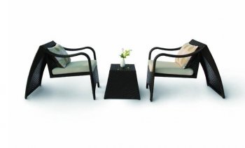 Black & White Modern Set of 2 Patio Lounge Chairs w/Side Table [VGOUT-HT28-Black]