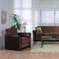 Modern Brown & Brick Two-Tone Living Room w/Storage Sleeper Sofa