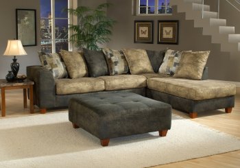 Two-Tone Kalahari Ash Fabric Modern Sectional Sofa w/Ottoman [CHFSS-CU-2200]