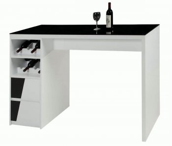 Black Top & White Gloss Base Modern Bar Table w/Wine Storage [CYBF-Fulton-Bar]