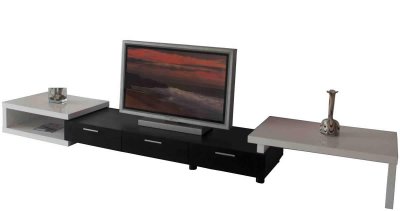 Wenge & White Two-Tone Finish Modern Expandable TV Stand