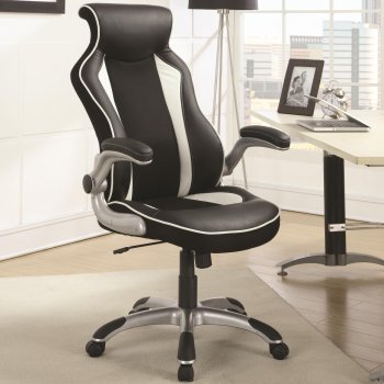 800048 Office Chair in Black Vinyl by Coaster [CROC-800048]