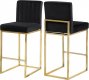 Giselle Counter Stool 781 Set of 2 Black Velvet Fabric -Meridian