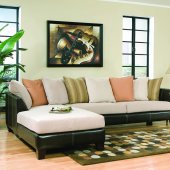 Beige Microfiber Modern Sectional Sofa W/Dark Bycast Base