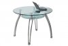 Round Glass Top & Metal Base Modern Dining Table w/Shelf