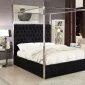 Porter Upholstered Bed in Black Velvet Fabric by Meridian