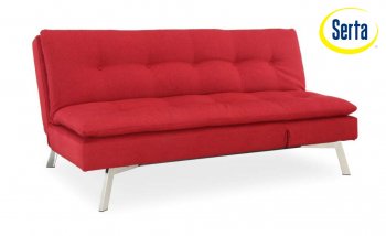 Red Microfiber Modern Convertible Sofa Bed w/Metal Legs [LSSB-Shelby]