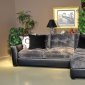 Thomas Black Fabric Contemporary Sectional Sofa w/Pillows