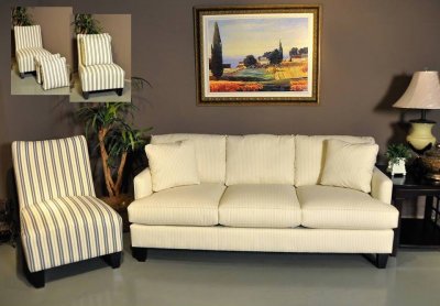 Cream Cottage Haze Fabric Sofa & Loveseat Set w/Optional Chairs