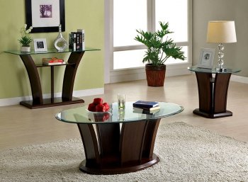 CM4104 Manhattan IV Coffee Table 3Pc Set in Dark Cherry [FACT-CM4104-Manhattan IV]