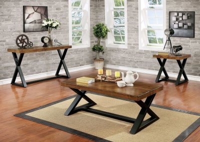 Nikki Coffee & 2 End Table Set CM4612 in Oak w/Options