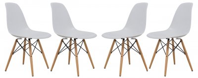 Dover Set of 4 Dining Chairs EP19W in White by LeisureMod