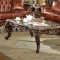 Lotus Coffee Table in Cherry w/Genuine Marble Top & Options