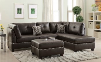 F6973 Sectional Sofa in Espresso Bonded Leather by Boss [PXSS-F6973 Espresso]